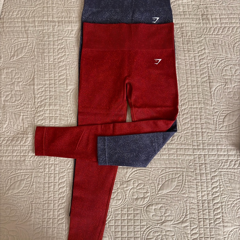 2 NEW Gymshark Red and Blue Leggings